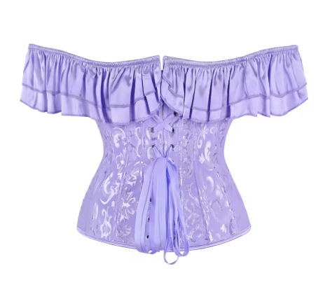 Corset con encaje y hombros descubiertos - Lila