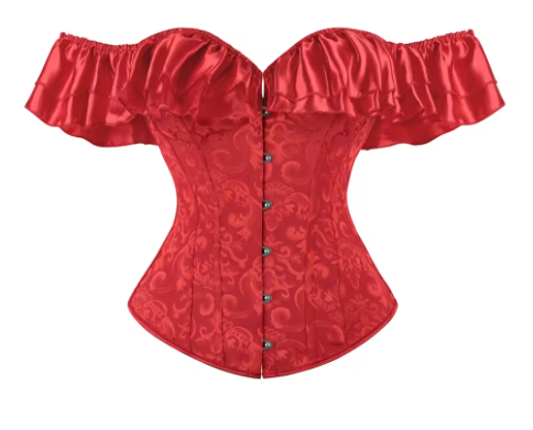 Corset con encaje y hombros descubiertos - Rojo