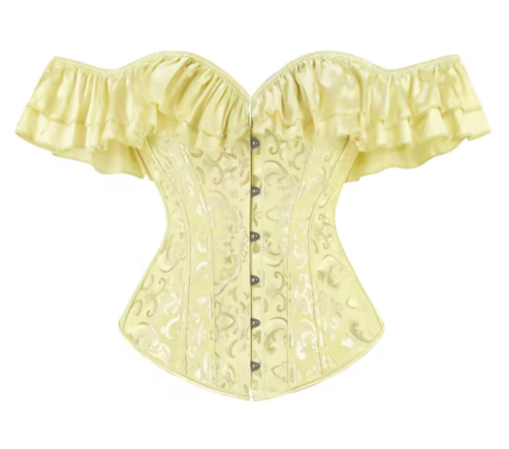 Corset con encaje y hombros descubiertos - Amarillo