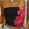 Top tubo estampado flores - Negro