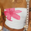 Top tubo estampado flor - Blanco