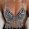 Top bralette de cristales con flecos - Plata