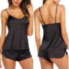 Conjunto de pijama de satén 2 piezas - Negro